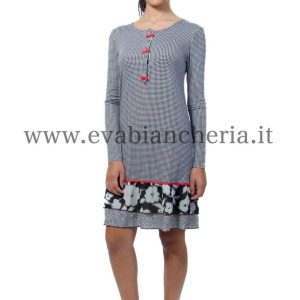 Camicia da notte corta in tessuto modal con collo serafino POLDINA 8810 Pepita